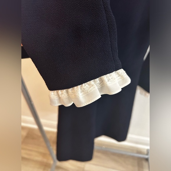 Sandro Natalia Ruffle Trim Dress in Navy - Picture 5 of 8